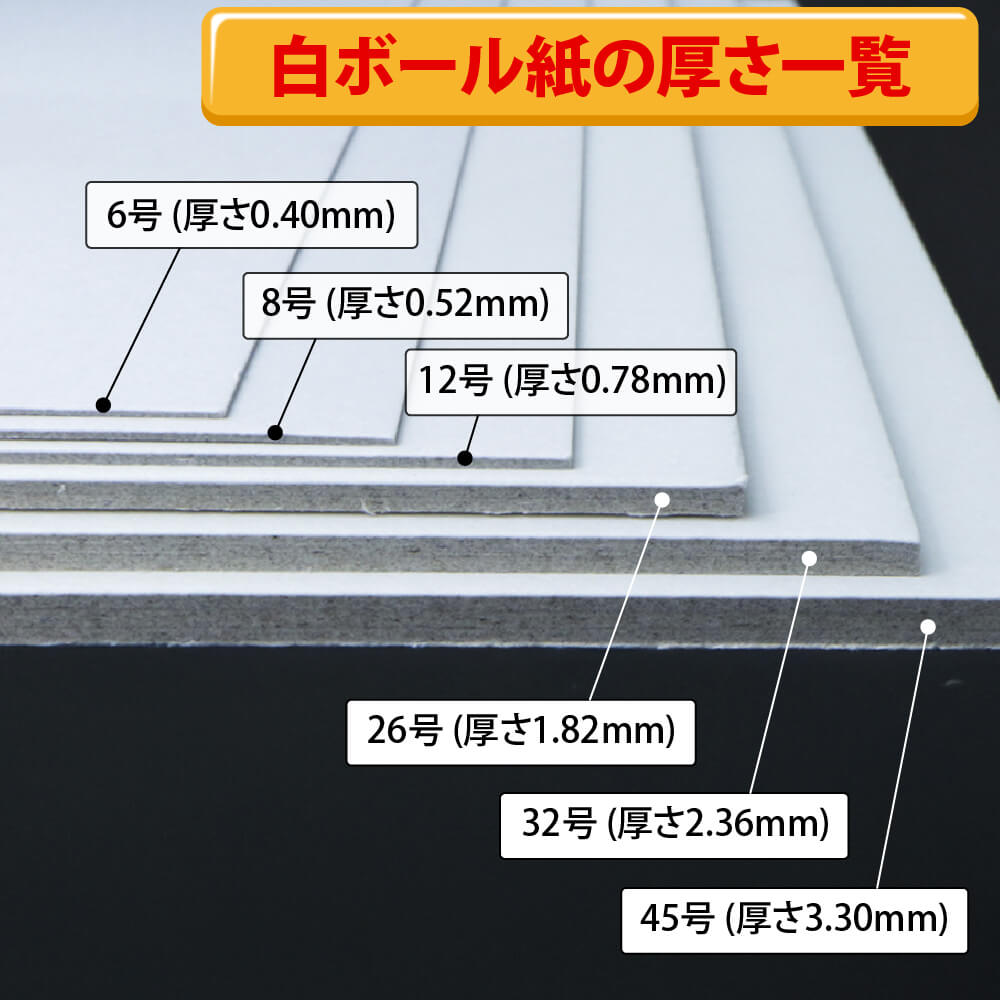 白ボール紙の厚さ一覧